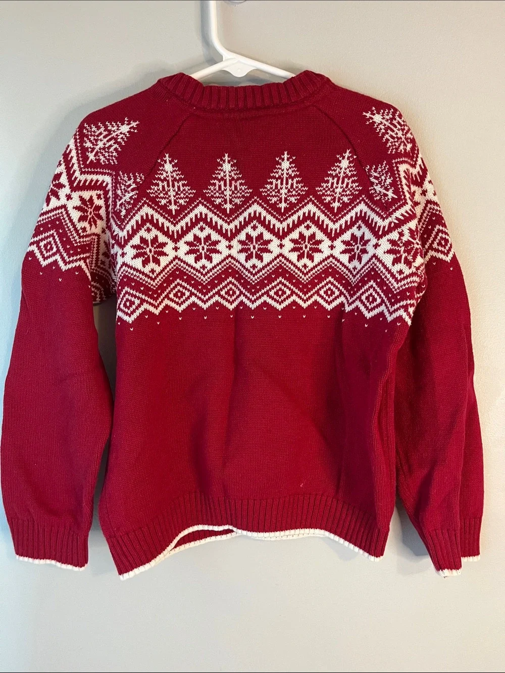 Gymboree Red and White Nordic Button-Shoulder Christmas Tree Sweater
